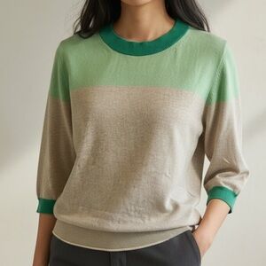 JCrew color block sweater grey and green size Large